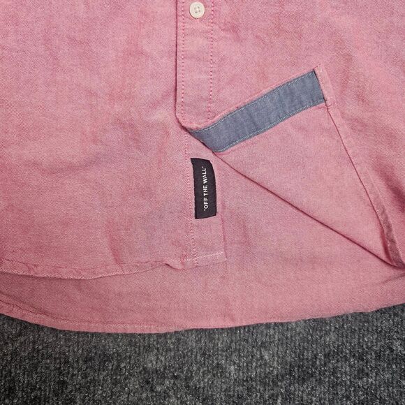 Vans Shirt Mens M Button-Up Pink Pockets Collared Short Sleeves Casual Cotton - Picture 5 of 10
